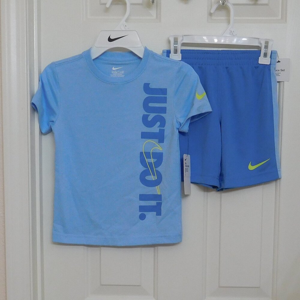 NWT 2pc Nike Light Blue Shirt & Blue Shorts Set sz 5 6 or 7